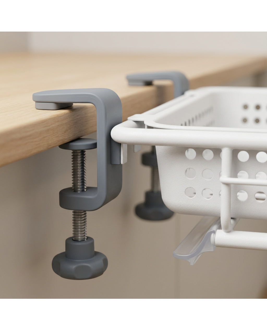 Wikva Clamp-On Cantilever Sink Draining Rack White Slate - Detail view