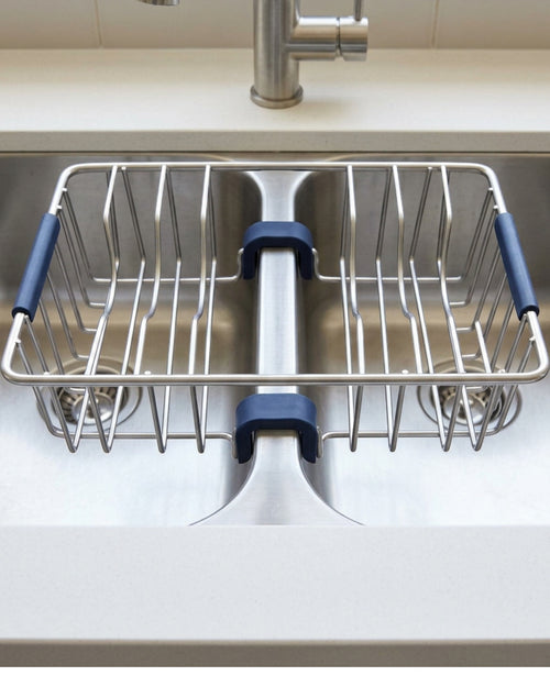 Wikva Divider Saddle Sink Draining Rack Steel Navy - Lifestyle view